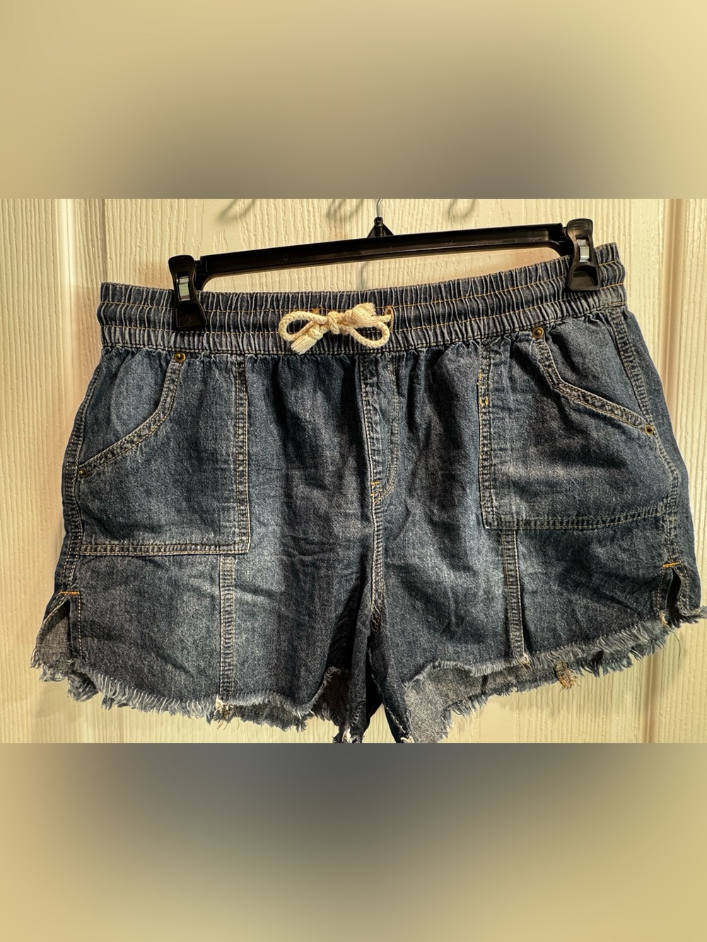 Maurices Dark Blue Denim Drawstring Shorts - EUC - Size 14